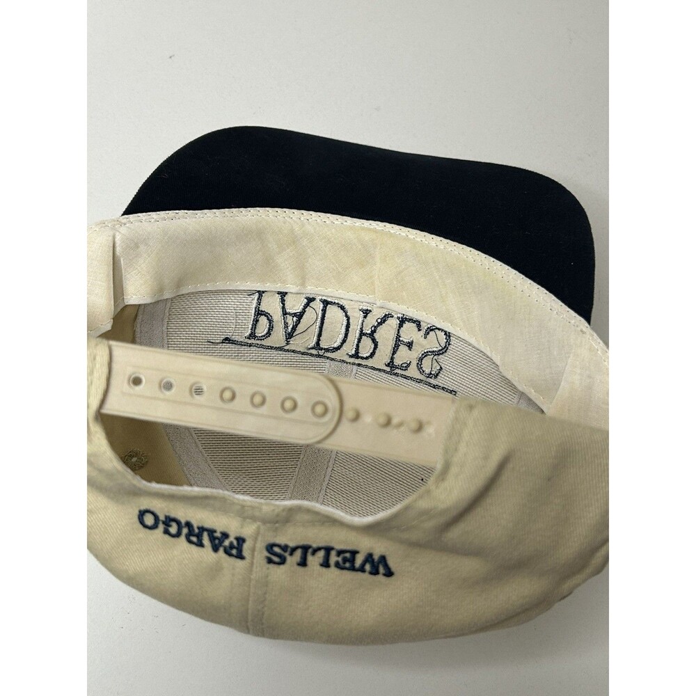 Vtg 90s San Diego Padres Hat Snapback Cream Beige Two Tone Wells Fargo Promo MLB - Picture 7 of 8